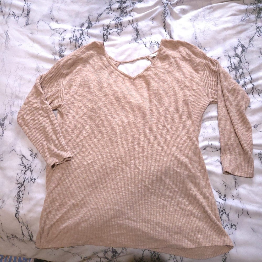 JustFab Light Pink Open-back Pullover Top